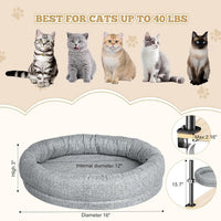 HKM-428883 Adjustable Height Round Cat Nest - Gray & Brown Soft Cloth Pet Bed