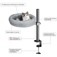 HKM-428883 Adjustable Height Round Cat Nest - Gray & Brown Soft Cloth Pet Bed