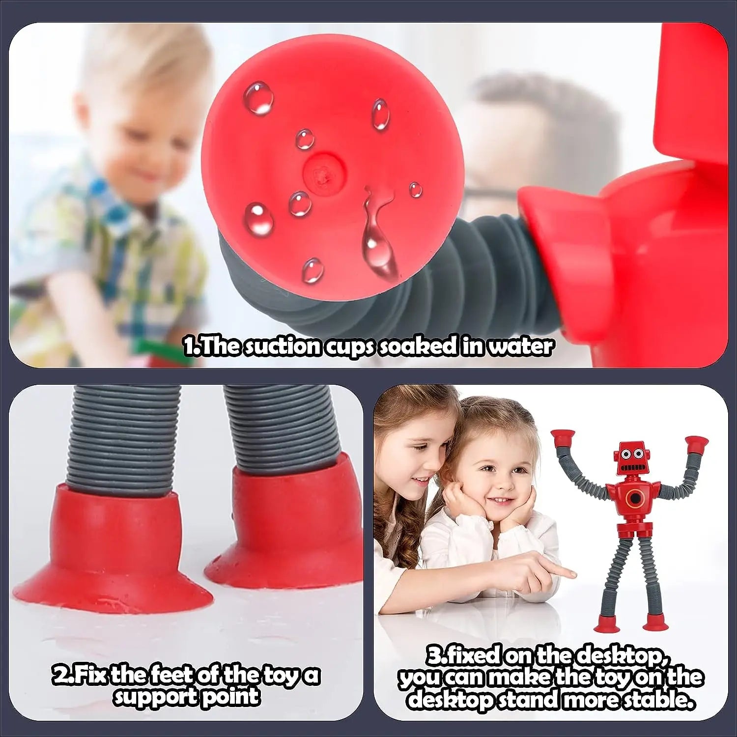 HKM-428883 Robotics Light Stretching Suction Cup Fidget Sensory Tubes for Kids and Adults