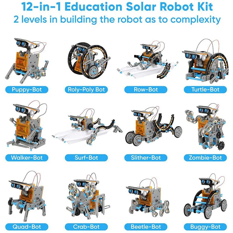 KTX-429075 12 in 1 STEM Solar Robot Kit for Kids - DIY Science Building Toys