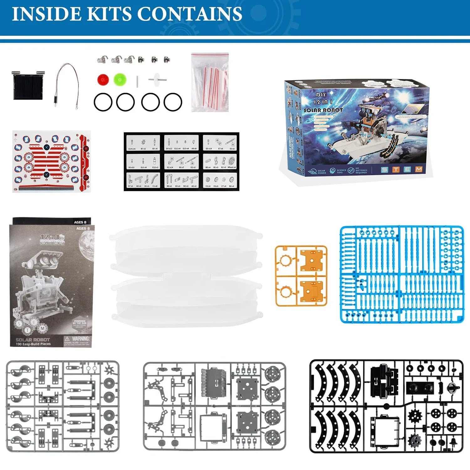 KTX-429075 12 in 1 STEM Solar Robot Kit for Kids - DIY Science Building Toys