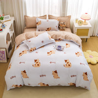 HKM-429075 Soft Washed Cotton Bed Sheet Quilt Cover Set in Various Sizes