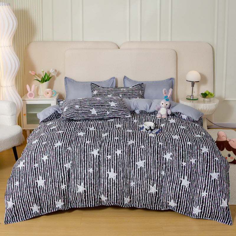 HKM-429075 Soft Washed Cotton Bed Sheet Quilt Cover Set in Various Sizes