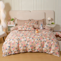 HKM-429075 Soft Washed Cotton Bed Sheet Quilt Cover Set in Various Sizes