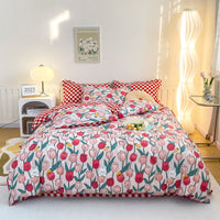 HKM-429075 Soft Washed Cotton Bed Sheet Quilt Cover Set in Various Sizes