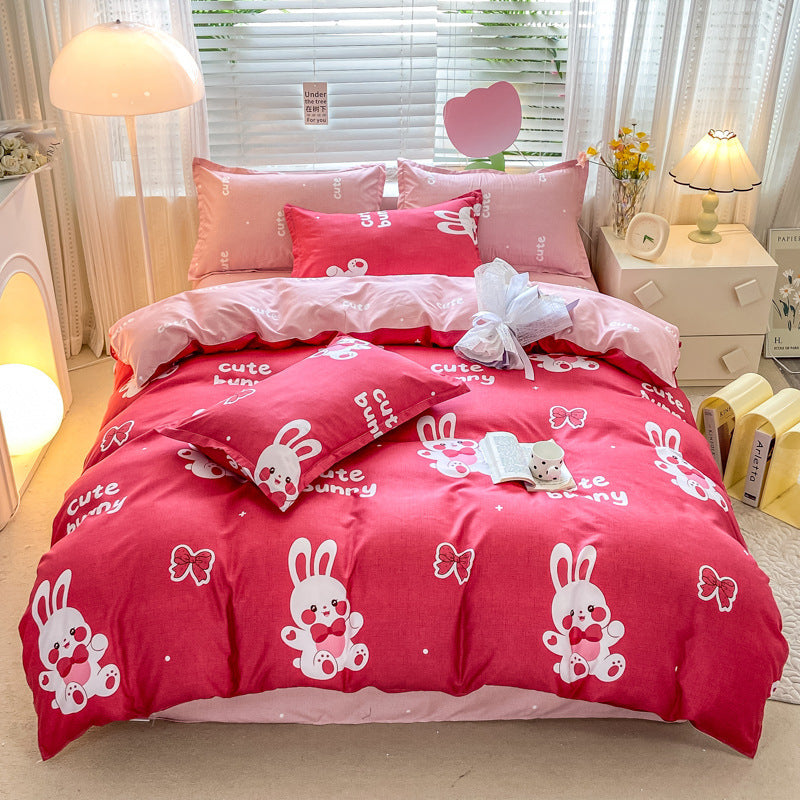 HKM-429075 Soft Washed Cotton Bed Sheet Quilt Cover Set in Various Sizes
