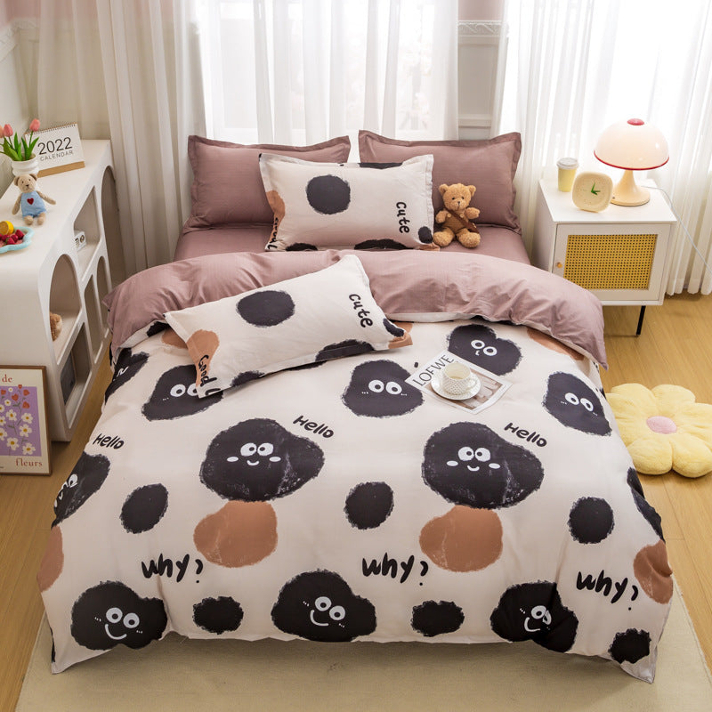 HKM-429075 Soft Washed Cotton Bed Sheet Quilt Cover Set in Various Sizes