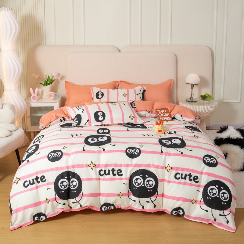 HKM-429075 Soft Washed Cotton Bed Sheet Quilt Cover Set in Various Sizes
