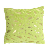 HKM-429203 Plush Bronzing Cushion Pillow with Solid Color and Leaf Pattern for Bay Window, 43x43cm