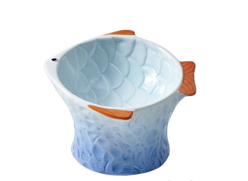HKM-429267 Automatic Ceramic Cat Food Bowl for Cervical Spine Protection - 120ml Capacity