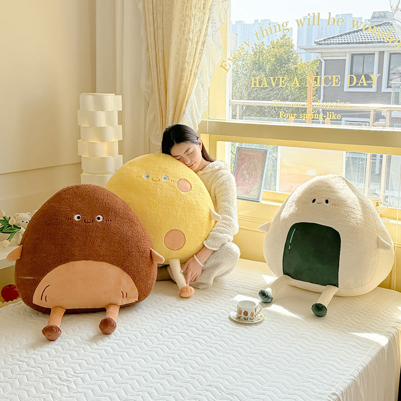 HKM-429523 Cartoon Rice and Vegetable Roll Pillow - Soft Embroidered Design, 40CM & 60CM Sizes