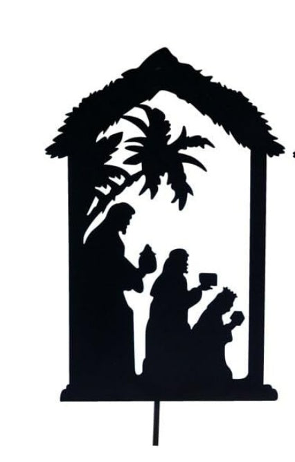 HKM-429523 Christmas Shadow Pile Outdoor Metal Silhouette Decor Set – 3 Pieces, Iron, 30x17CM
