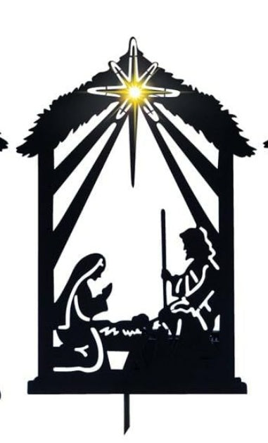 HKM-429523 Christmas Shadow Pile Outdoor Metal Silhouette Decor Set – 3 Pieces, Iron, 30x17CM
