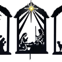 HKM-429523 Christmas Shadow Pile Outdoor Metal Silhouette Decor Set – 3 Pieces, Iron, 30x17CM