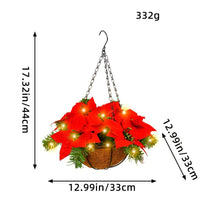HKM-430035 Red Christmas Flower Hanging Basket for Wall or Door Decorations