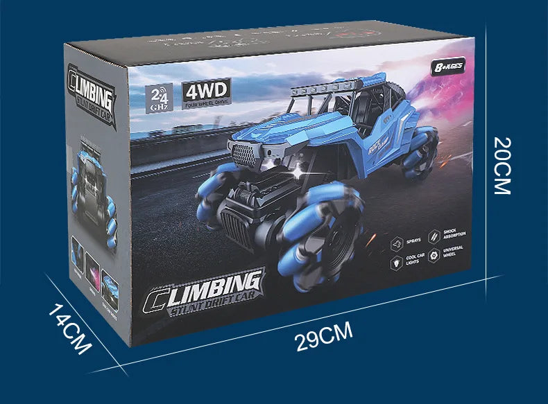 HKM-430227 Four-Wheel Drive Remote Control Car with 360-Degree Rotating Lights and Stunt Drift, Off-Road Climbing, Electric Power Source