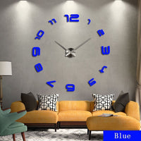 HKM-430227 Modern Oversized Acrylic Wall Clock for Living Room and Office - Decorative Mirror Design, 20 Inches