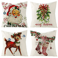 HKM-430291 Christmas-Themed Cotton and Linen Pillowcase in Four Styles, 45x45CM, Perfect for Holiday Decor