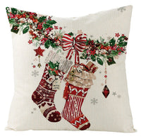 HKM-430291 Christmas-Themed Cotton and Linen Pillowcase in Four Styles, 45x45CM, Perfect for Holiday Decor