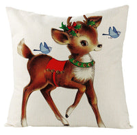HKM-430291 Christmas-Themed Cotton and Linen Pillowcase in Four Styles, 45x45CM, Perfect for Holiday Decor