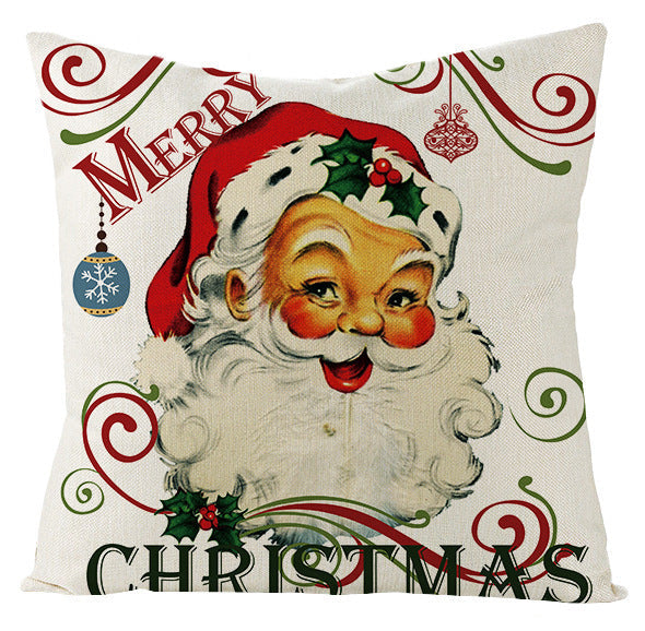 HKM-430291 Christmas-Themed Cotton and Linen Pillowcase in Four Styles, 45x45CM, Perfect for Holiday Decor