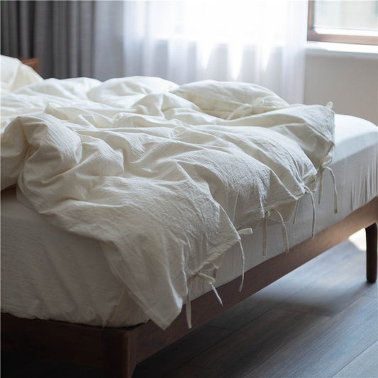 HKM-430547 Cotton Hotel Style Bed Linen Set in White - Four Piece Bedding Collection