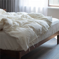 HKM-430547 Cotton Hotel Style Bed Linen Set in White - Four Piece Bedding Collection