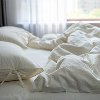 HKM-430547 Cotton Hotel Style Bed Linen Set in White - Four Piece Bedding Collection