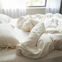 HKM-430547 Cotton Hotel Style Bed Linen Set in White - Four Piece Bedding Collection