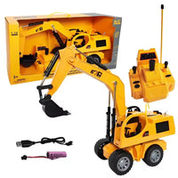 HKM-430803 Remote Control Excavator with Lights and USB Charging for Kids - 5 Channels, Indoor/Outdoor Use, Ages 5+