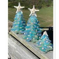 HKM-430995 Blue Christmas Tree Decoration - Unique Glass Ocean-Inspired Design for Festive Decor