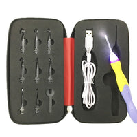 HKM-431059 Rechargeable Crochet Hook with Interchangeable Heads and USB Charging - 11 Hook Sizes Included