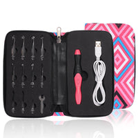 HKM-431059 Rechargeable Crochet Hook with Interchangeable Heads and USB Charging - 11 Hook Sizes Included
