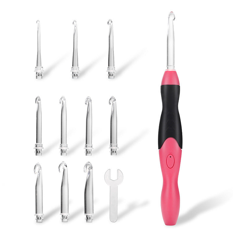 KTX-431059 Rechargeable Crochet Hook with Interchangeable Heads and USB Charging - 11 Hook Sizes Included