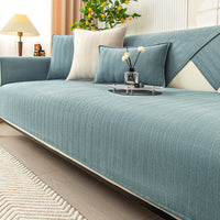 HKM-431187 Universal Chenille Sofa Cushion Cover - Modern Striped Design for All Seasons