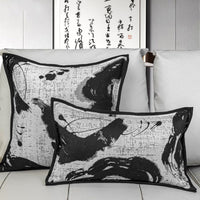 HKM-431507 Black and White Geometric Pattern Square Pillow with Cushion Cover