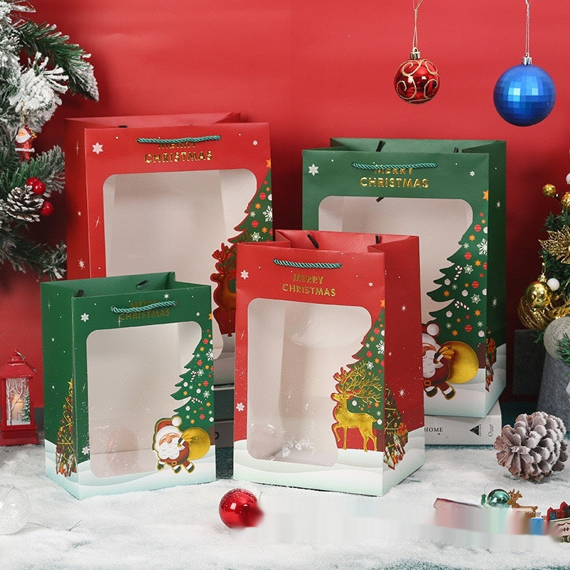 HKM-431507 Transparent Gift Bag for Christmas, Halloween, and Event Packaging - White Cardboard, 1pc