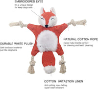 HKM-431571 Stuffless Fox Dog Plush Toy with Squeaker and Crinkle Sound for Interactive Play