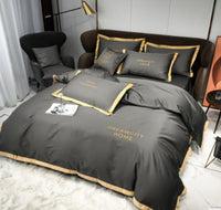 HKM-431699 Cotton Four-Piece Solid Color Wide Brim Embroidered Bedding Set for Weddings