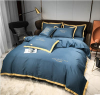 HKM-431699 Cotton Four-Piece Solid Color Wide Brim Embroidered Bedding Set for Weddings