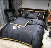 HKM-431699 Cotton Four-Piece Solid Color Wide Brim Embroidered Bedding Set for Weddings