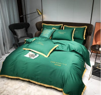 HKM-431699 Cotton Four-Piece Solid Color Wide Brim Embroidered Bedding Set for Weddings