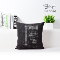 HKM-431763 Vintage Camera Bicycle Design Cotton and Hemp Cushion Pillow - 43cm x 43cm with Invisible Zipper