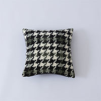 HKM-431827 Black and White Checkerboard Pillowcase in Soft Imitation Lamb Wool, Available in Multiple Sizes