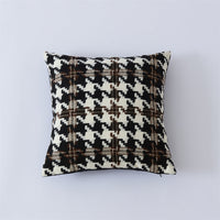 HKM-431827 Black and White Checkerboard Pillowcase in Soft Imitation Lamb Wool, Available in Multiple Sizes