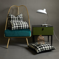 HKM-431827 Black and White Checkerboard Pillowcase in Soft Imitation Lamb Wool, Available in Multiple Sizes