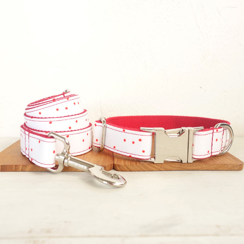 HKM-431891 Adjustable Red Ink Pet Collar for Cats with Bowknot and Ribbon - All Seasons