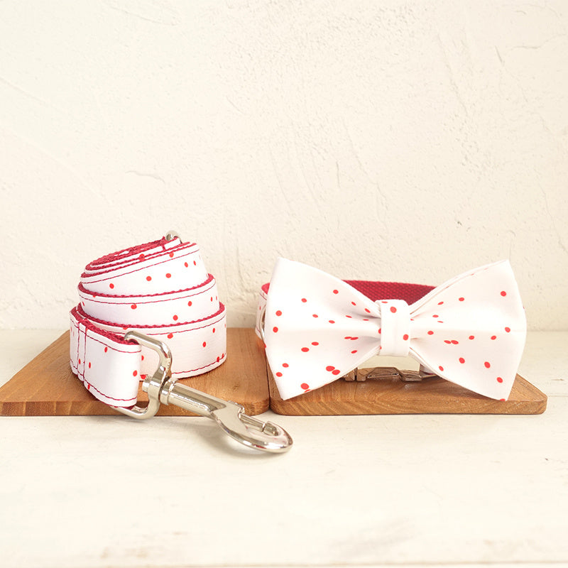 HKM-431891 Adjustable Red Ink Pet Collar for Cats with Bowknot and Ribbon - All Seasons