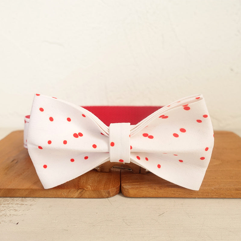HKM-431891 Adjustable Red Ink Pet Collar for Cats with Bowknot and Ribbon - All Seasons