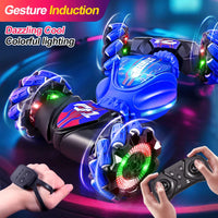 HKM-431955 Gesture Sensing 4WD RC Stunt Car with Dual Remote Control and 360 Rotating Drift Feature for Kids